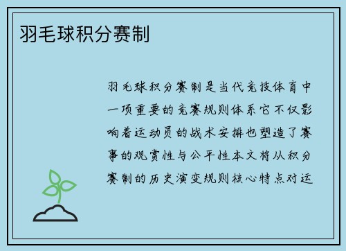 羽毛球积分赛制